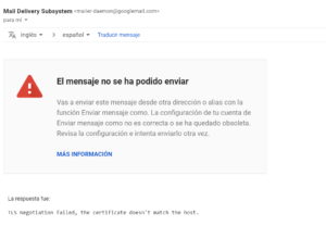 Gmail Error Enviando Mensajes Tls Negotiation Failed The Certificate Doesn T Match The Host Smythsys It Consulting